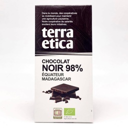 Chocolat noir 98% Equateur-Madagascar 100gr